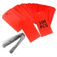 thumbnail image 1 of 100 etiquetas de envío de plástico de 4 3/4" x 2 3/8" con alambre, etiquetas colgantes impermeables (rojo), 1 of 5