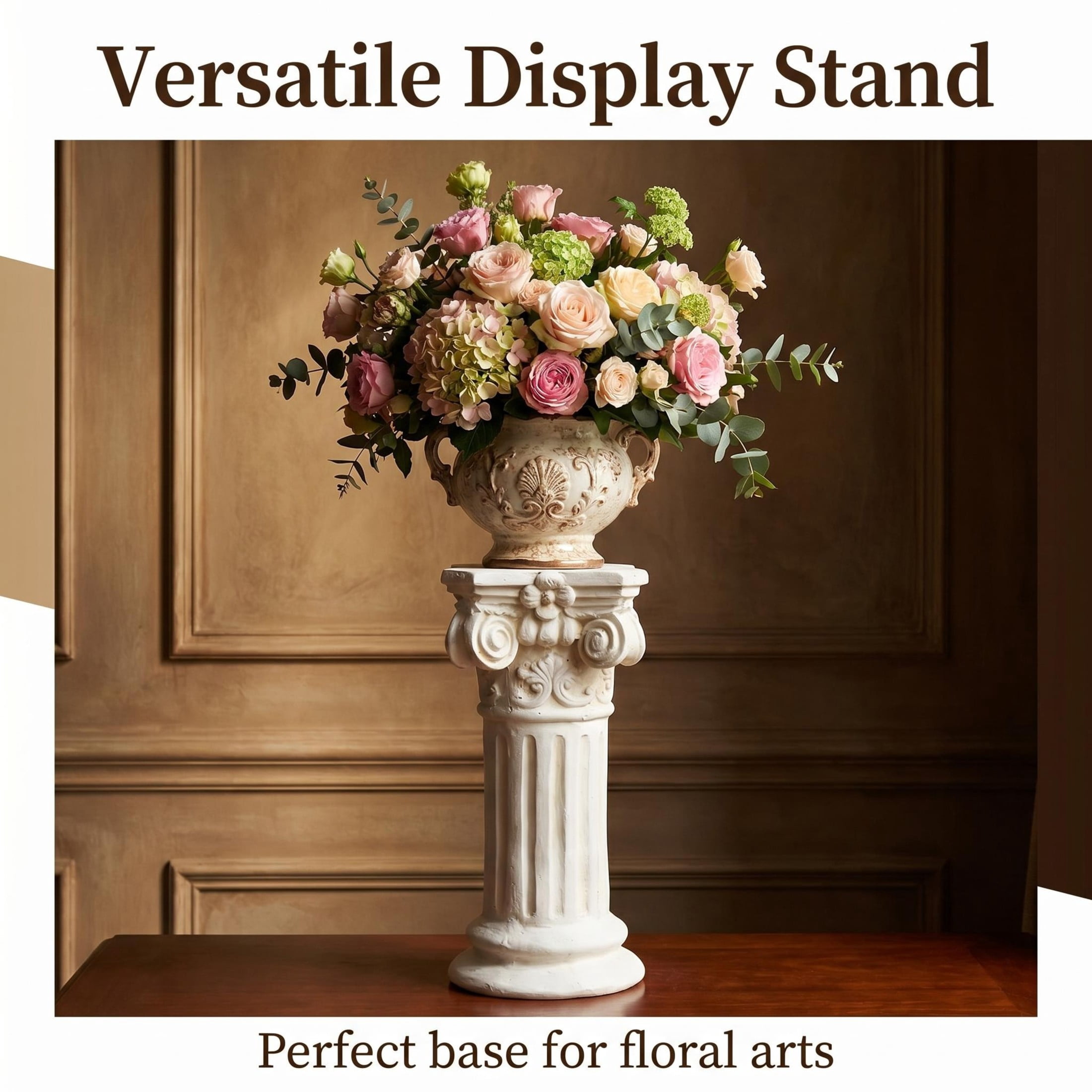 GDF Studio 15" Ancient Greek Style Carved Roman Column Pedestal, Garden Display Stand for Statues & Ornaments