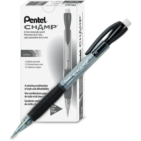 Pentel Champ Mechanical #2 Pencil, 0.5 mm - Gray Barrel (12 Per Set)