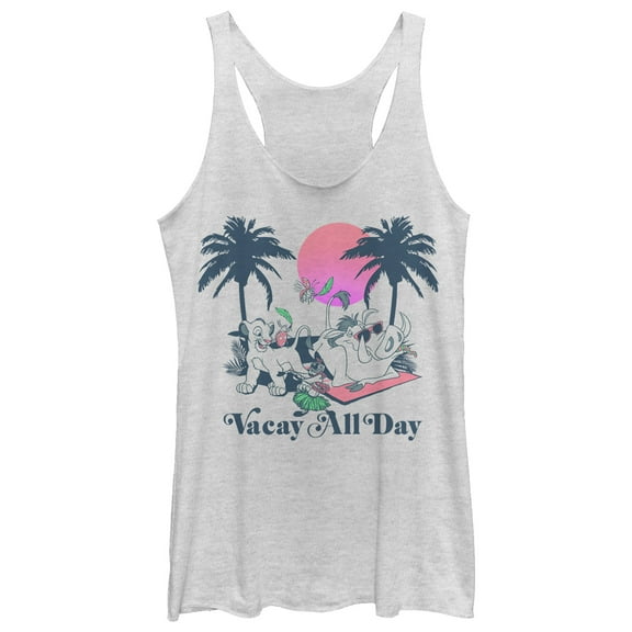 Women's Lion King Vacay All Day Racerback Tank Top White Heather X Small