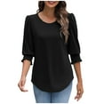 thumbnail image 2 of GERsome Business Work Blouses for Women Dressy Casual 3/4 Length Sleeve Womens Tops with Smocked Cuffs Trendy Shirts, 2 of 9