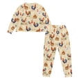 thumbnail image 5 of SCRAWLGOD Rooster Chick Beige 2 PCS Women's Pajama Sets with Pockets Long Sleeve Long-Sleeve Pullover Top and Full-Length Bottom Lounge Sets Cozy Pj Sleepwear Loungewear, L, 5 of 7
