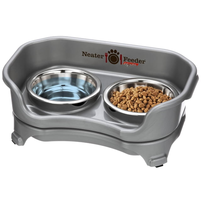 Comedero Neater Feeder Plomizo con Cuencos de Acero Inoxidable y Antideslizantes para Gato