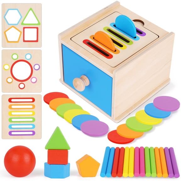 Toddler Montessori Toys for 1 2 3 Year Old, 3in1 Shape Sorter For Toddlers 1-3 Fine Motor Skills Toys, Drawer Coin Box Color Sorting Toys Sensory Toys