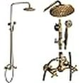 thumbnail image 3 of NeierThodore Antique Brass Bathroom Shower Faucet System Set 8 Inch Rainfall Shower Head Handheld Spray 2 Knobs Mixing, 3 of 4