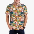 thumbnail image 3 of Balery Retro Summer Stamp Printed Men’s Short Sleeve Polo Shirt, Midweight Men's Shirt,Golf Polo shirts -4X-Large, 3 of 9