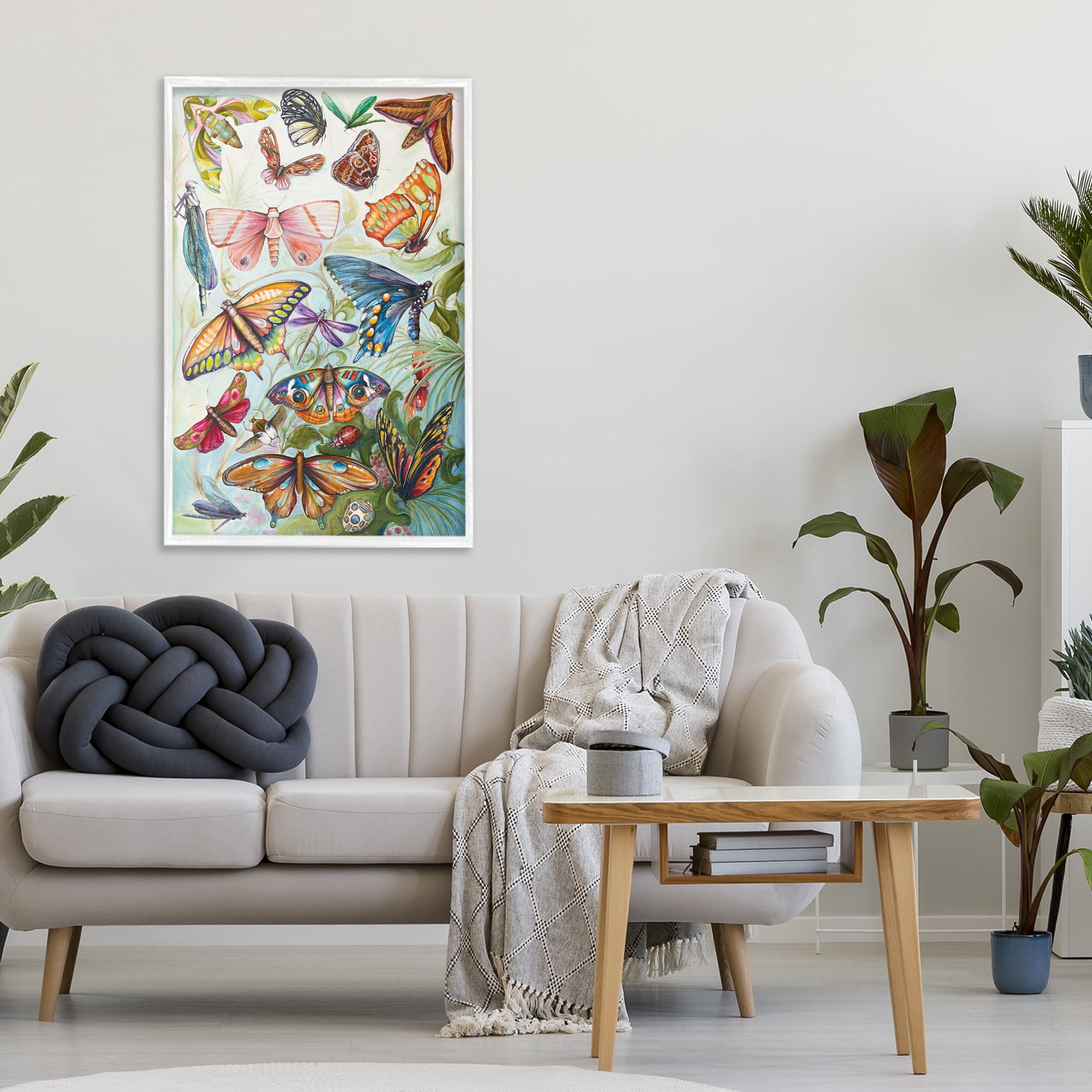 Stupell Industries Colorful Butterfly Conservatory White Framed Giclee Art, design by Diannart