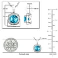 thumbnail image 3 of Dazzlingrock Collection 6mm Cushion Blue Topaz & 0.10 CT Round White Diamond Dainty Halo Pendant with 18 inch Silver Chain for Women in 925 Sterling Silver, 3 of 4