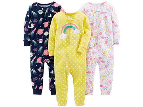 Simple Joys by Carters Baby and Toddler Girls 3-Pack Loose Fit Fleece Footless Pajamas
