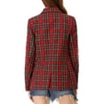 thumbnail image 3 of DARING DIVA Women's Plaid Notched Lapel Blazer Jacket XL Red Green, 3 of 7