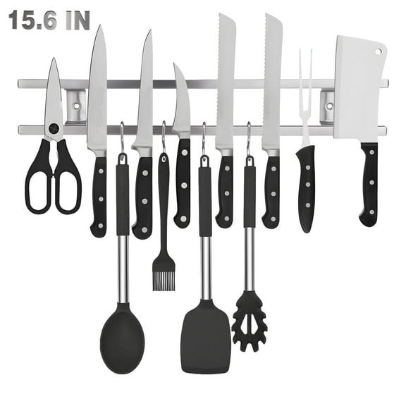 Aovky Magnetic Knife Holder for Wall, 15.6 IN Upgraded Stainless Steel Powerful Knife Magnetic Strip for Kitchen Home Tool Organizer