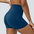 thumbnail image 5 of Biker Shorts for Women Summer Running Nude Feeling Yoga High Weist Workout Shorts Slim Fitted Short Pants (S, Blue), 5 of 7