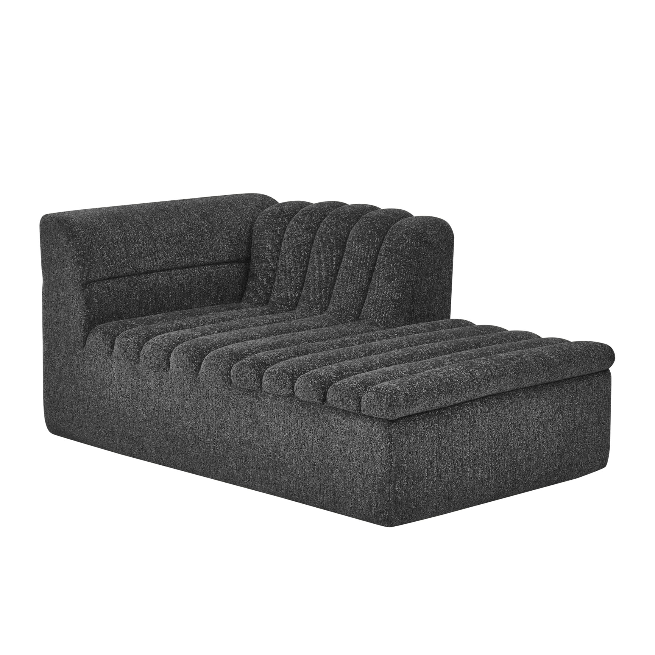 Noble House Arvion 106" L-Shaped Modular Sectional Sofa, Chenille Boneless Couch with Wave-Shaped Armrest, Black