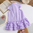 thumbnail image 5 of Gytharion Toddler Girls School Uniform Dresses Cute Bow Sleeveless Ruffle Tiered Sundress Stylish Solid Casual Flutter Sleeve Lapel Princess Dresses for Little Girls, 1-10 Years, 5 of 8