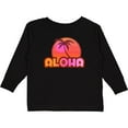 thumbnail image 3 of Inktastic Pink Aloha Palm Girls Long Sleeve Toddler T-Shirt, 3 of 5