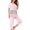 Pink, variant on WCMZJ Pajama Sets for Women 2 Piece Color Block Short Sleeve Tops Capris Pant Lounge Outfits Crewneck Pleated Button Sleepwear Gray 2XL