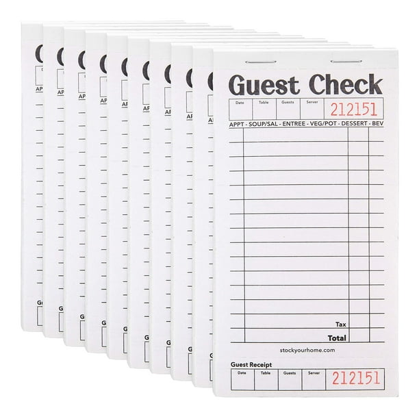 Cuadernos de cheques para invitados Stock Your Home en blanco y negro (paquete de 10)
