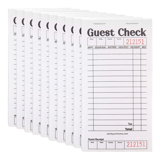 Cuadernos de cheques para invitados Stock Your Home en blanco y negro (paquete de 10)