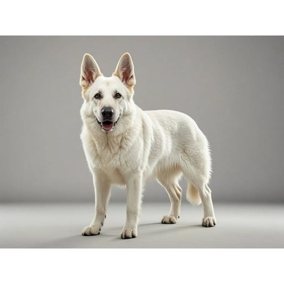 DIY 5D Round Full Drill Diamond Dot Gem Art Kits ,White German Shepherd Art for Home Wall Decor ,Diamond Kits handmade for Beginners，animal Crystal Gem Art Diamond Painting (16x12 inch)