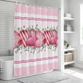 thumbnail image 5 of Polyester Fabric Valentine's Day Shower Curtain, Pink Love Heart Eucalyptus Leaves Striped Waterproof Bathtub Curtain Bathroom Decor Set with Hooks 54 x 78 Inches, 5 of 6