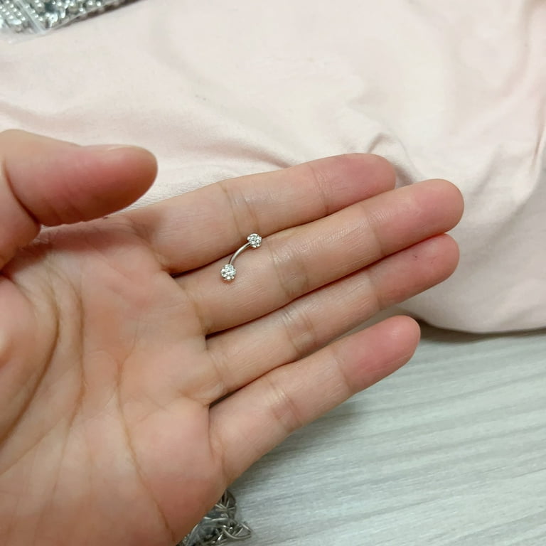 Steel Curved Barbell Ring 8mm 3mm Earring Eyebrow Piercing Jewelry Dramatic Nose Rings Fancy Nose Rings for Women L Nose Rings for Women Nose Ring That Looks like Two 16 Gauge Hoop