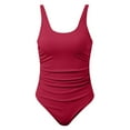 thumbnail image 5 of One Piece Swimsuit Women,Ribbed Ruched Swimsuit Tummy Control Bathing Suit Swimwear Figure Enhancing Swimdress with Adjustable Straps,Swimsuit for Women,M,RD3, 5 of 7