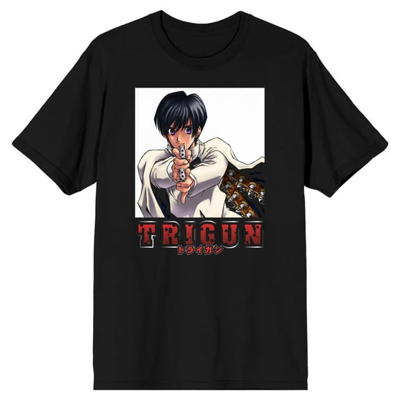 Trigun Meryl With Gun Crew Neck Short Sleeve Men's Black T-shirt-Large