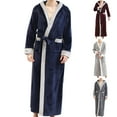 thumbnail image 7 of Lovskoo 2024 Flannel Bathrobe for Men Fall Winter Warm Thick Long Velvet Pajamas Loungewear with Belt Navy, 7 of 7