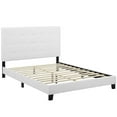 thumbnail image 2 of Modway Melanie King Tufted Button Upholstered Velvet Platform Bed in White, 2 of 5