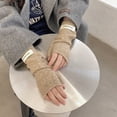 thumbnail image 2 of Guantes de medio dedo para mujer, otoño e invierno, estilo coreano, versátiles, de color sólido, de lana, cálidos, a prueba de frío, con dedos abiertos, guantes de punto de lana con pantalla táctil, 2 of 5
