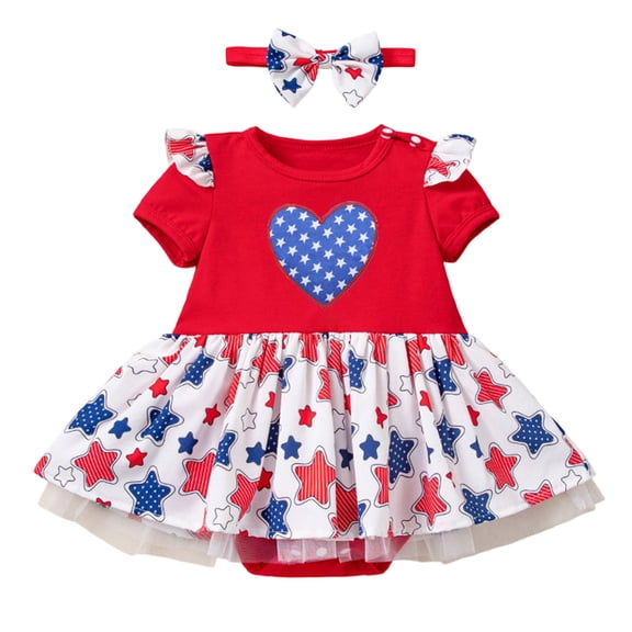 Karoyedx Baby Girls 4th of July Romper My First 4th of July Outfit Baby Girl Romper Bodysuit Ruffle Tutu Shorts Bloomer 1st Fourth of July Clothes Blue Size,6-9 Months
