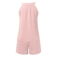 thumbnail image 6 of Riforla 2 Piece Sets for Women Soft Pajama V Neck Pj Shorts Set with Pockets Cute Sleepwear Summer Outfits Elegant Women's Sets Pink XL, 6 of 6