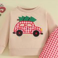 thumbnail image 4 of NOLDARES Infant Toddler Girls Cute 2pcs Fall Winter Outfits Long Sleeve Round Neck Print Top and Elastic Waist Pants Set Clothes Clothing(Red,3-6 M), 4 of 4