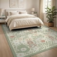 thumbnail image 3 of ODIKA Bunny Whimsical Forest Print Folk Border Doormat Bedside Ripple Flowing Dynamic Non-Slip Flatwoven for Living Room, Under Sectional, Family, 3 of 7