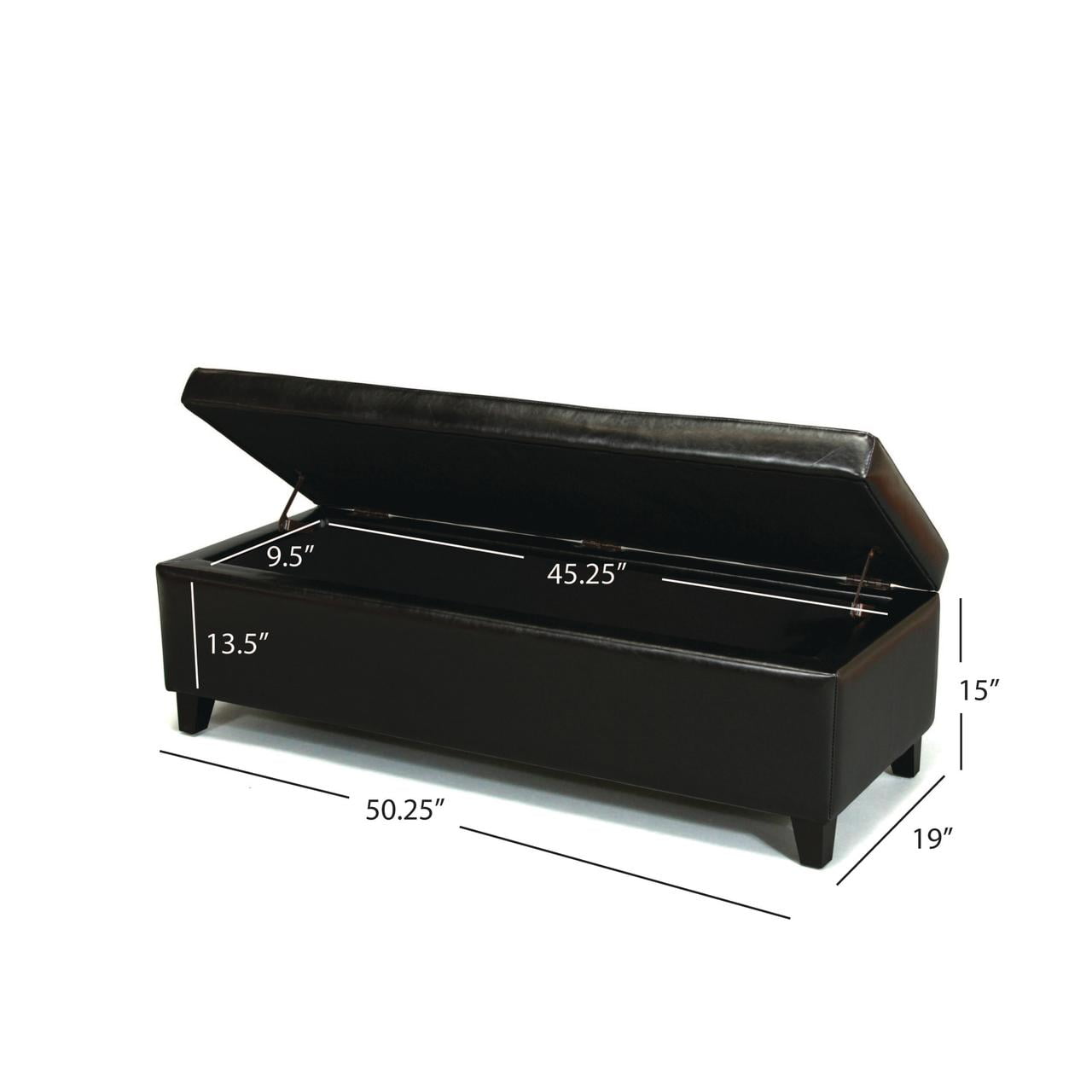 Noble House Farmer Bonded Leather Storage Ottoman Bench, Black