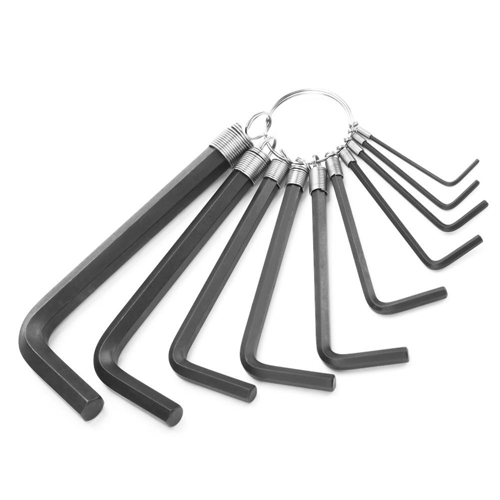 Tebru Hex Wrench, Hexagon Key Wrench,10pcs Hex Wrench Set with Key