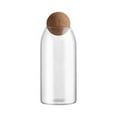 thumbnail image 3 of Large 1250ml Lead-Free Glass Storage Jar with Natural Soft Wood Cork Seal – Round Transparent Container for Tea Leaves, Pantry Items & More, Durable Airtight Design for Freshness Preservation, 3 of 6