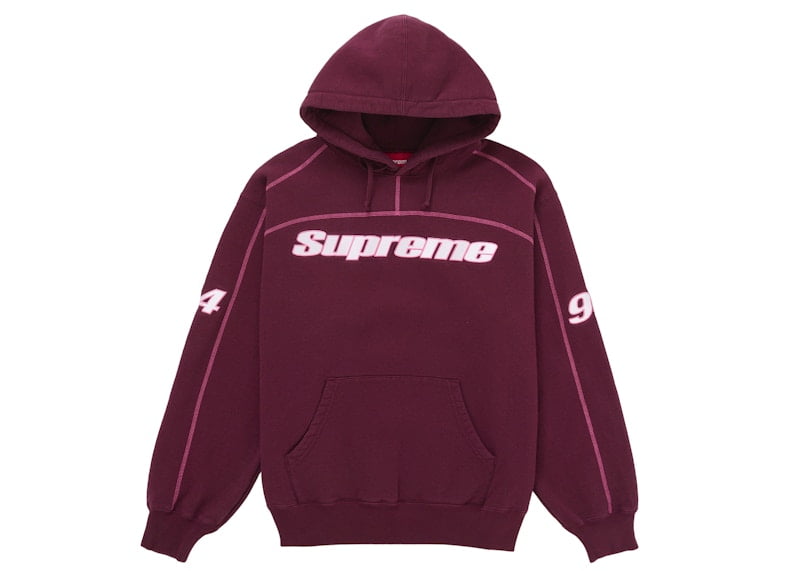 Supreme Men's Leather Applique Zip Up Hooded Sweatshirt Black