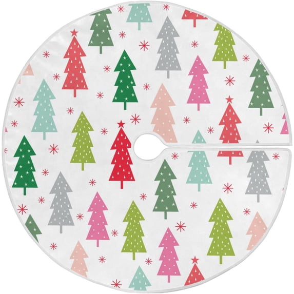 FMSHPON Colorful Christmas Tree Xmas Christmas Tree Skirt Stand Mat for Holiday Party Decoration Indoor Outdoor 48 inches