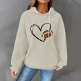 thumbnail image 2 of Holzkary Game Day Hooded Sweatshirt for Women Knit Sweatshirt Football Graphic Long Sleeve Sweater Football Season Pullover Funny Football Graphic Shirt Long Sleeve Game Day Pullover Hoodies Beige L, 2 of 4
