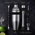thumbnail image 4 of Yeacher 6pcs Cocktail Set Boston Shaker Mixer Stainless Steel Drink Making Tool Kit for Home Bar Use, 4 of 8