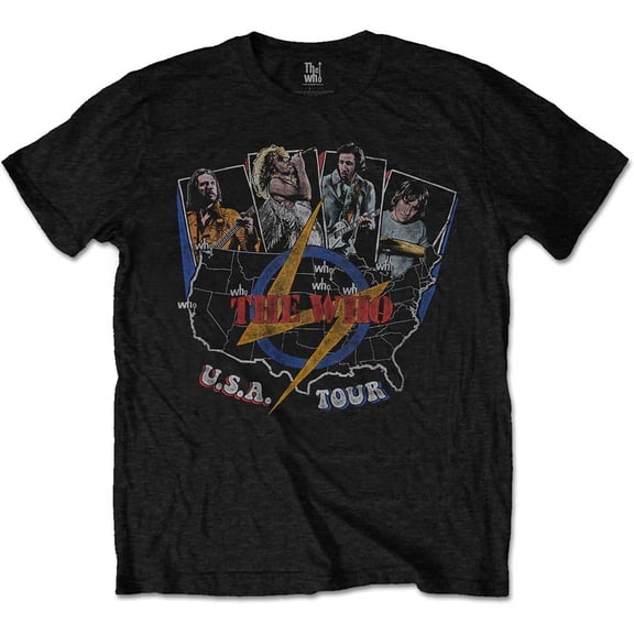 Men's Who USA Tour Vintage Slim Fit T-shirt Small Black