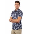 thumbnail image 3 of Allsense Men's Short-Sleeve Button-Down Tropical Hawaiian Shirt, Charcoal Grey/White, 2XL, 3 of 4