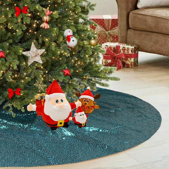 Falda para árbol de Navidad Juya Delight con lentejuelas, 178 cm, verde azulado