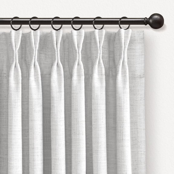 Pinch Pleated Curtains, 100% Light Blocking Linen Pinch Pleat Blackout Curtains, Thermal Insulated Blackout Drapes 2 Panels Set - Greyish BeigeWhite