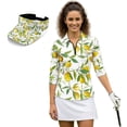 thumbnail image 2 of Garronmavis Lemon Women's Golf Shirt and Sun Visor Hat Set Moisture Wicking 3/4 Sleeve Golf Shirts Sports Sun Visor Hat Suitable for Tennis Enthusiasts Soft and Comfortable, 2 of 7