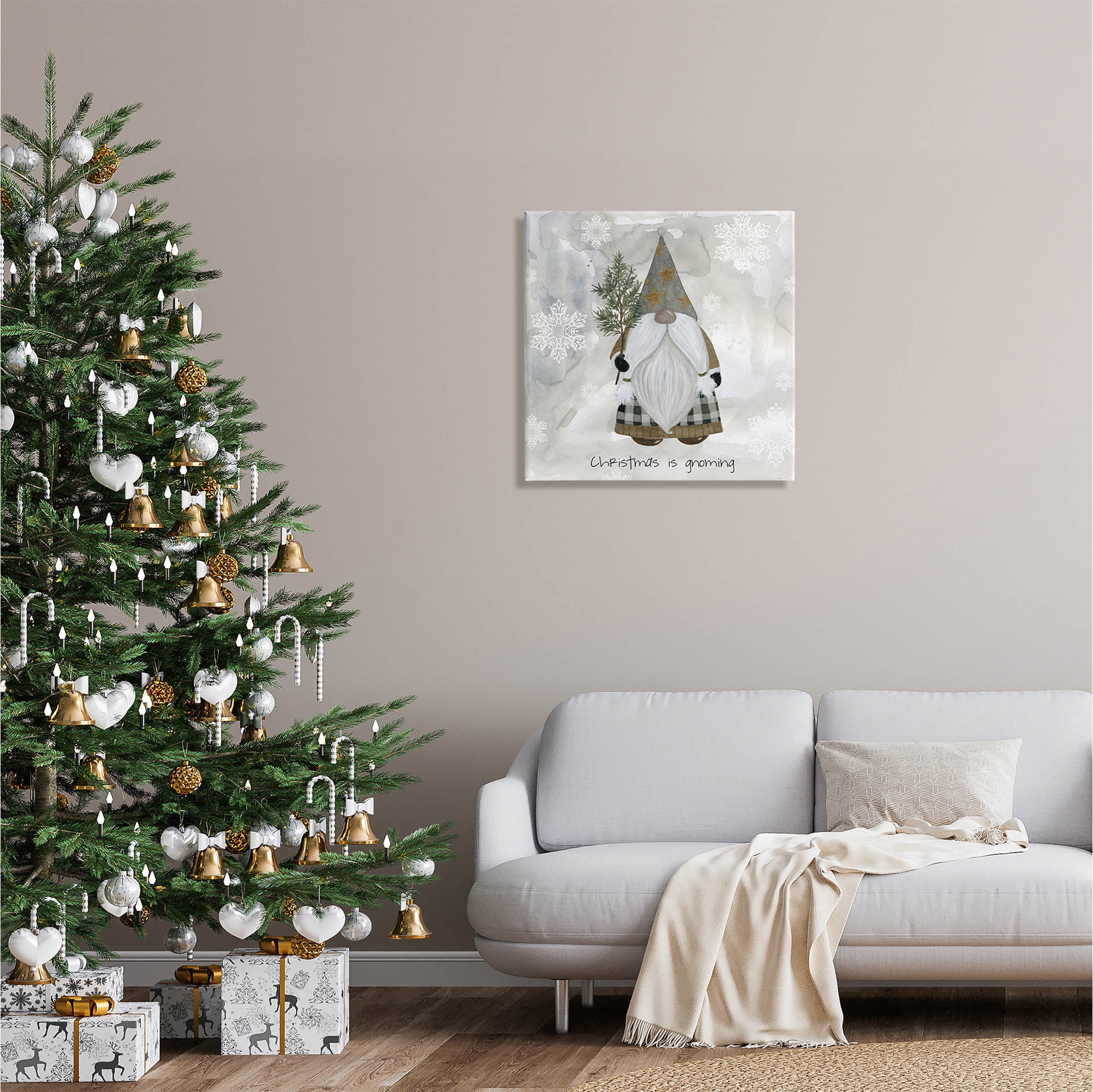 Stupell Industries Christmas Is Gnoming Holiday Pattern Graphic Art Gallery Wrapped Canvas Print Wall Art, Design by Livi Finn