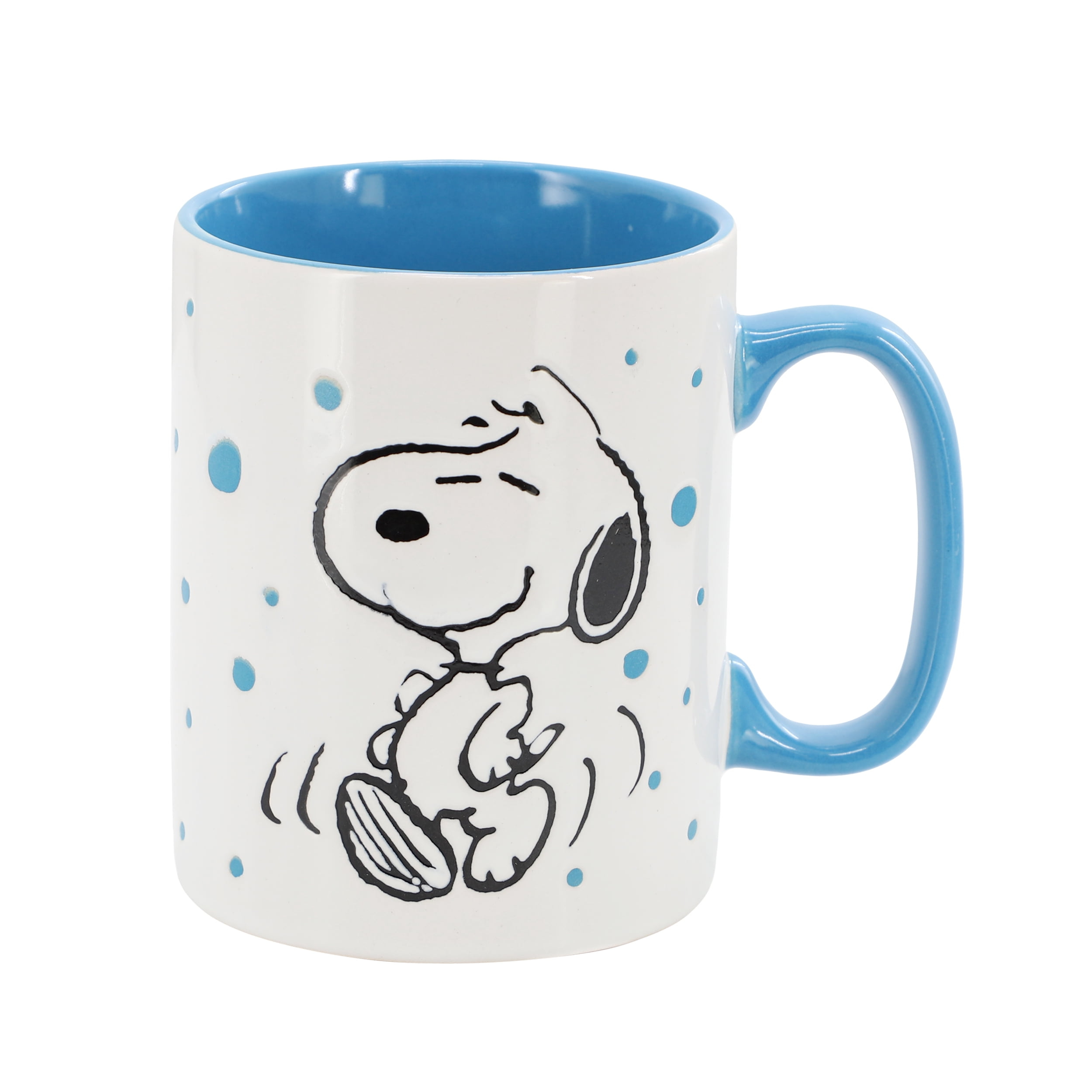Peanuts Freckled Joy Snoopy 17 Ounce Stoneware Mug Set in Blue