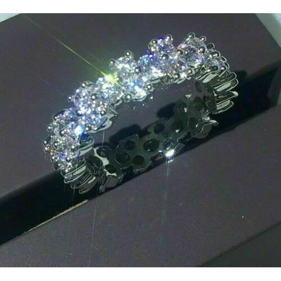 2Ct Lab-Created Diamond Full Eternity Band Wedding Ring 14K White Gold Finish