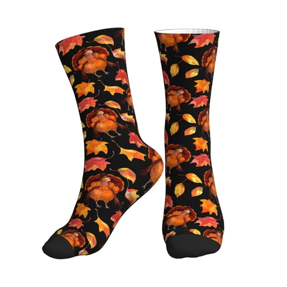 Crew Socks for Women Men Athletic - Thanksgiving Turkey 1 Soft Comfort Breathable Mid-Calf Sole Running Socks Womens Men